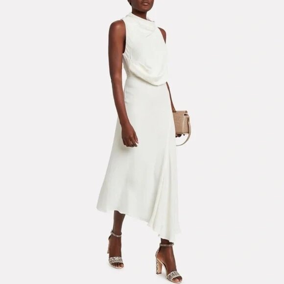 Acler Indiannah Cowl Drape Neck Maxi Dress Ivory Jersey Size 6 - Picture 3 of 12